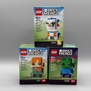 Lego Minecraft Brickheadz Set 40625 Llama 40626 Zombie 40624 Alex New Sealed